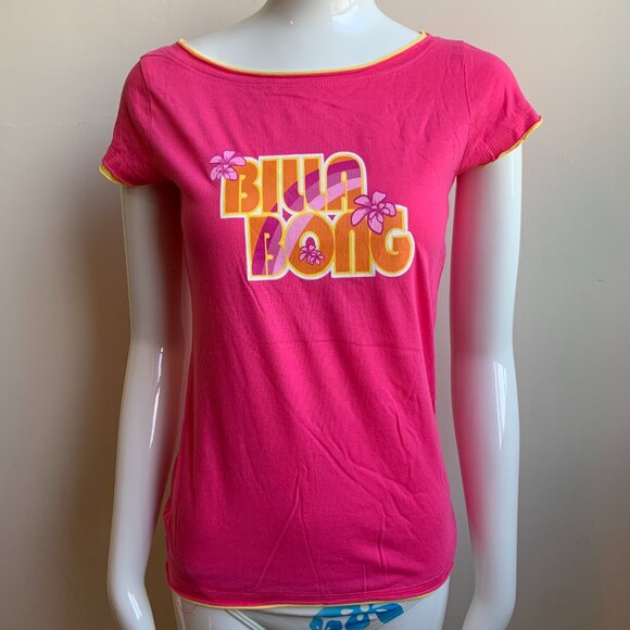 Billabong surf hot pink logo boat neck t-shirt - Picture 2 of 5